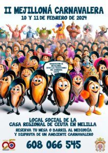 WhatsApp Image 2024 02 05 at 15.59.40 2 La Casa de Ceuta en Melilla prepara para el Carnaval 2024 su II Mejilloná