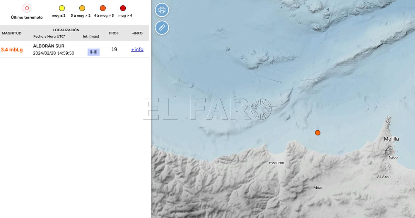 gráfica terremoto recorte Un terremoto de magnitud 3,4 con epicentro el mar de Alborán se nota en Melilla