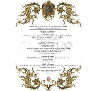 triduo El miércoles comienza el triduo a Jesús Cautivo en Santa María Micaela