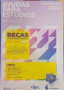 Cartel ayudas La Ciudad Autónoma publica las bases reguladoras de becas para universitarios mayores de 25 y 45 años
