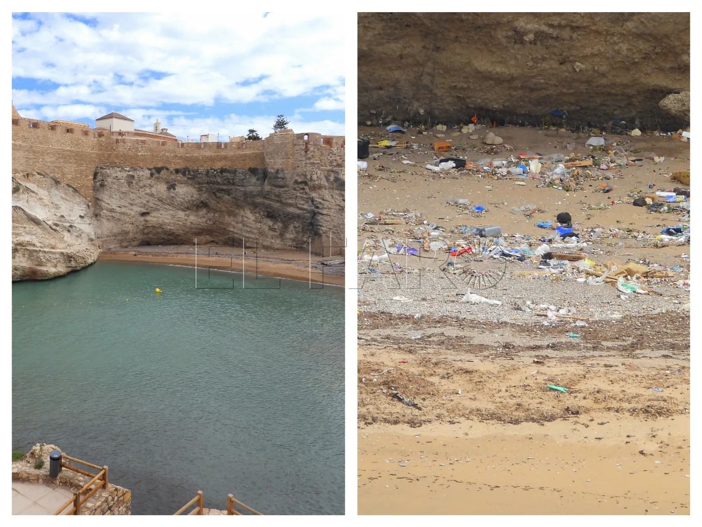 hfhfhf Guelaya denuncia el "reguero de basuras" en las playas tras el levante