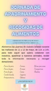 Cartel Protectora La Protectora de Animales organiza una jornada de apadrinamiento y recogida de alimentos