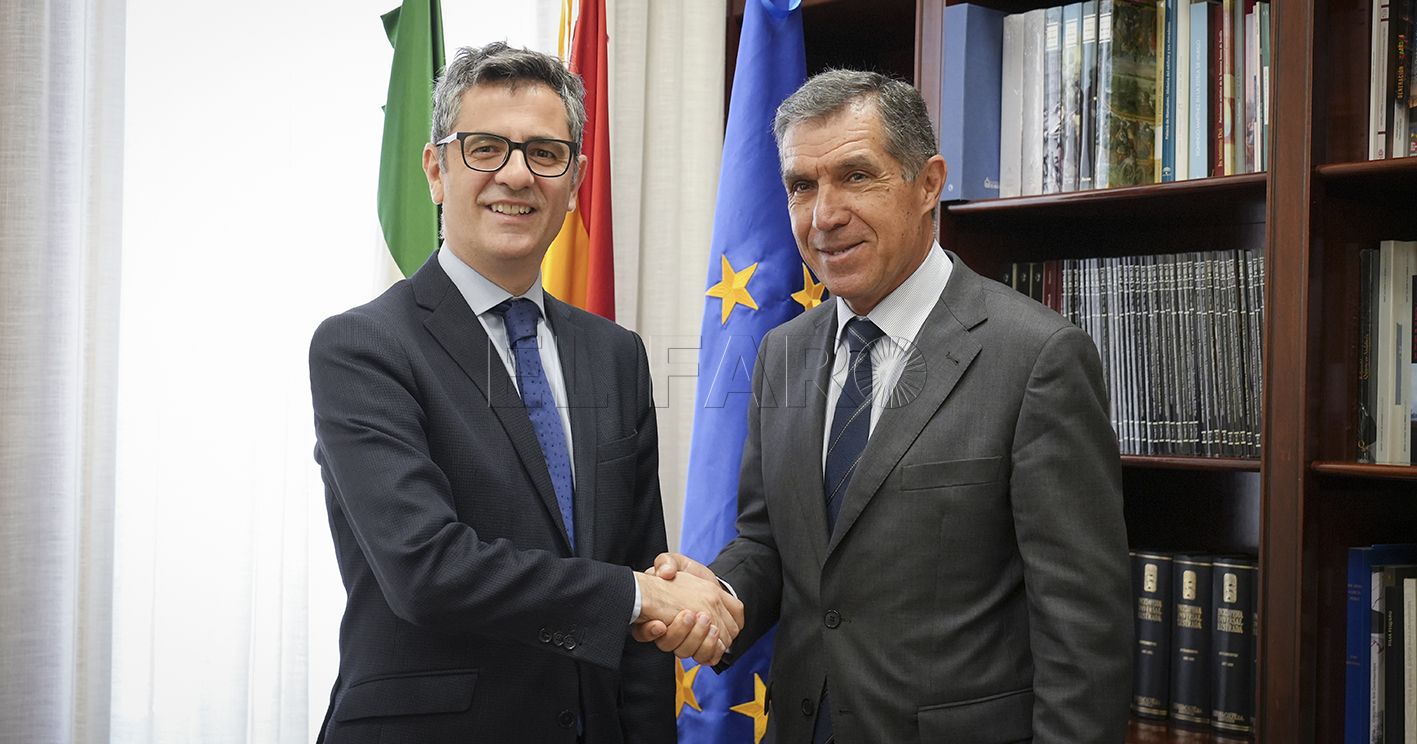 SEVILLA, 02/05/2024.- El ministro de la Presidencia, Justicia y Relaciones con las Cortes, Félix Bolaños, se ha reunido este jueves con el presidente del Tribunal Superior de Justicia de Andalucía, Ceuta y Melilla, Lorenzo del Río, en Sevilla. EFE/Ministerio de la Presidencia, Justicia y Relaciones con las Cortes/SOLO USO EDITORIAL/SOLO DISPONIBLE PARA ILUSTRAR LA NOTICIA QUE ACOMPAÑA (CRÉDITO OBLIGATORIO)