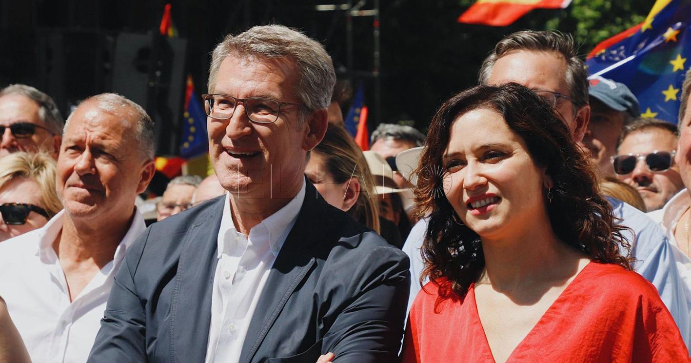 feijoo e isabel diaz ayuso recorte Feijóo pide a Sánchez el adelanto de las elecciones
