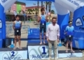 infantil masculino Álvaro Martínez y Alba Caballero ganan el Acuatlón TriMelilla