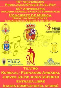 CARTEL CONCIERTO MUSICA L ANIVERSARIO AGBS X ANIVERSARIO SMER 24JUN24 El Kursaal acogerá un concierto conmemorativo del 10º aniversario de la proclamación de S.M. el Rey