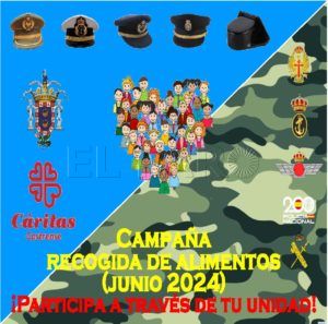 cartel campana recogida alimentos caritas castrense jun24 La Comgemel comienza una campaña de recogida de productos de primera necesidad en favor de Cáritas Castrense en Melilla