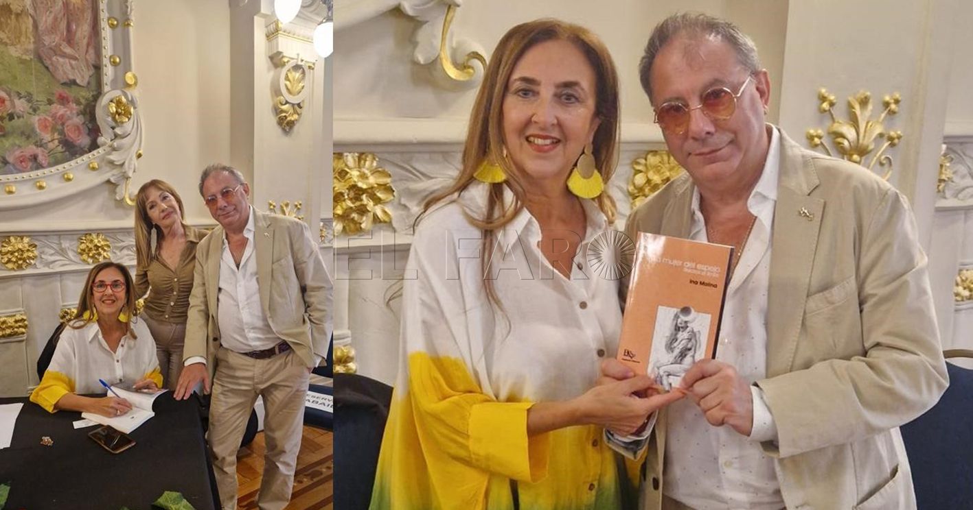 Ina Molina junto a Albertine de Orleans y Juanjo Florensa recorte Unesco-Melilla asiste a un evento en el Gabinete Literario de Las Palmas