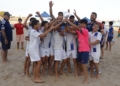 PENA REAL MADRID LEVANTA TROFEO CAMPEON La Peña Real Madrid vence a La Salle en la final del autonómico alevín de fútbol playa