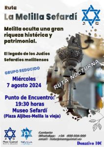 Cartel Ruta Sefardi 20240807 Mem Guímel organiza este miércoles una nueva ruta, 'La Melilla sefardí nocturna'