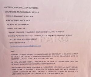 Mail CIM Los representantes de las entidades de la Comisión Islámica de Melilla pidieron la dimisión del presidente
