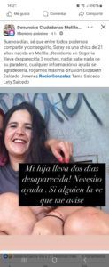 saray La familia de Saray pide ayuda para encontrar a su hija, que lleva tres noches desaparecida