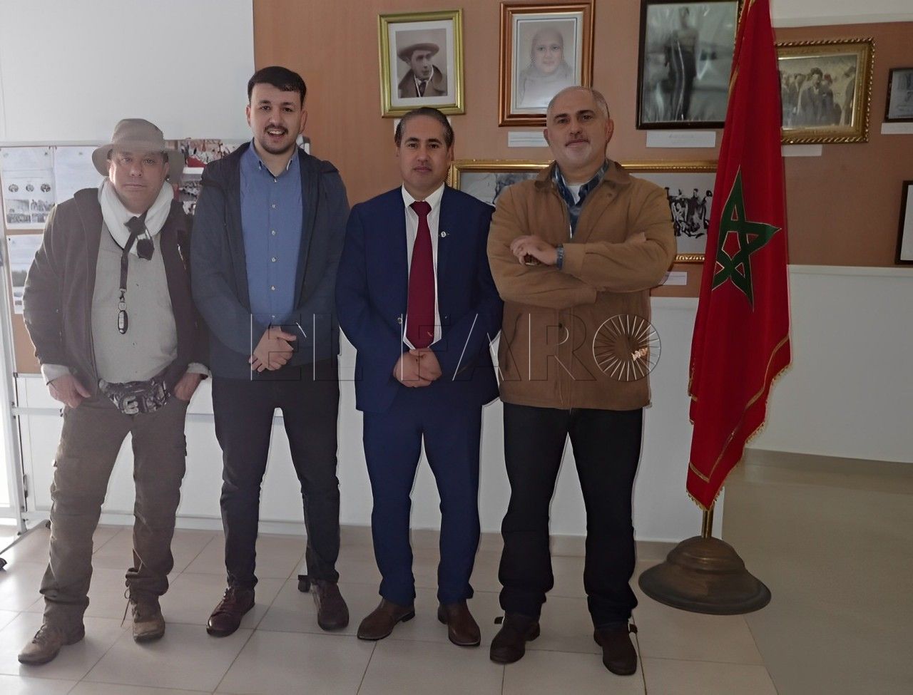 JJFlorensa Taoufik AzzouzAbdelali JC Cavero Unesco-Melilla visita el Museo 'Espacio de la Memoria Histórica de la Resistencia y de la Liberación' de Beni-Enzar
