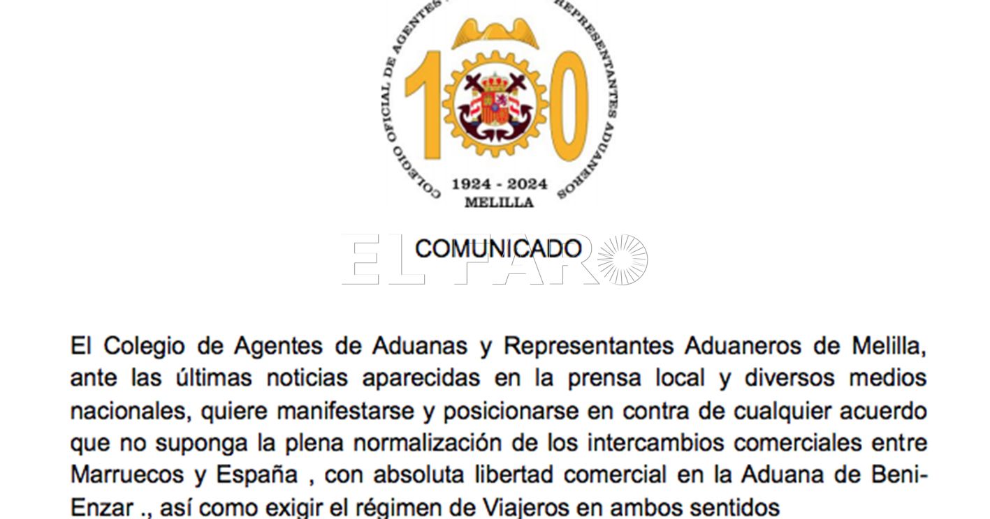 Captura de pantalla 2025 01 07 a las 18.56.33 copia recorte El Colegio de Agentes de Aduanas, en contra de una aduana que no permita intercambios justos