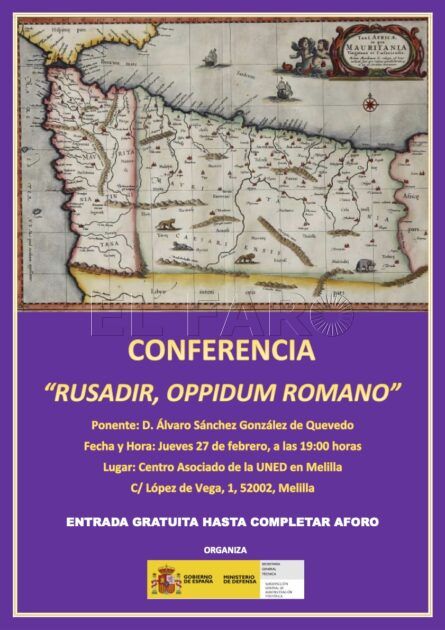 Cartel conferencia La UNED acoge este jueves una conferencia sobre Melilla en la época romana